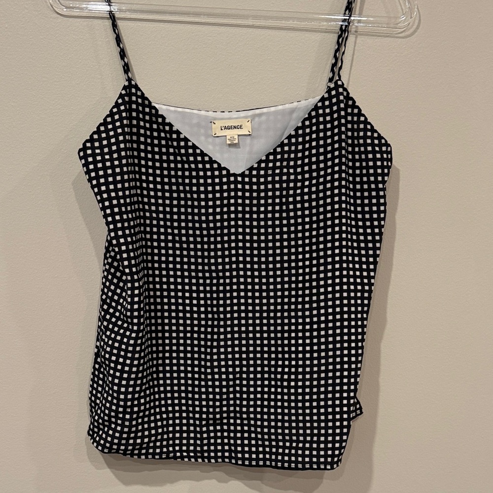 L'AGENCE Black and White Grid Camisole